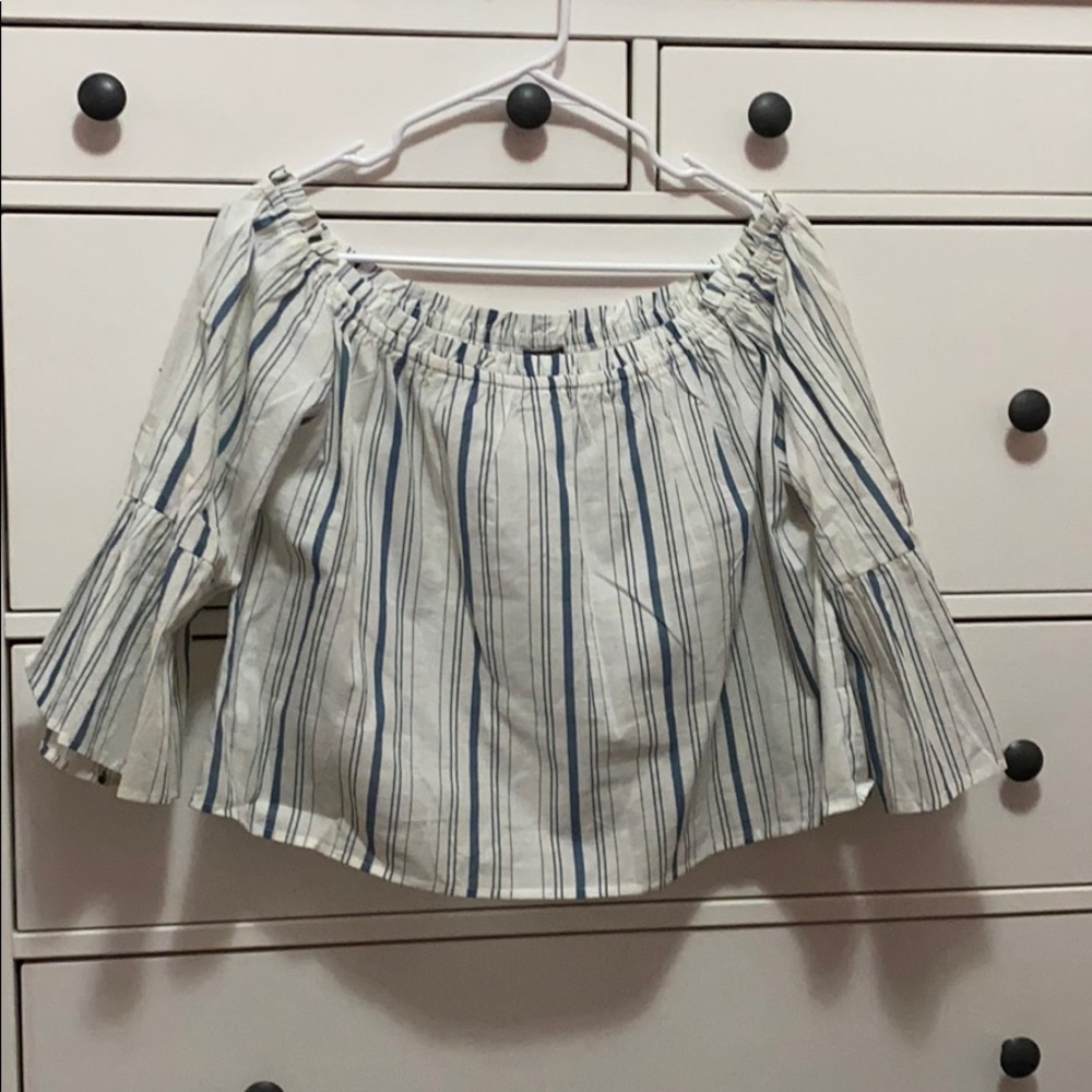 Striped Off Shoulder Crop Top